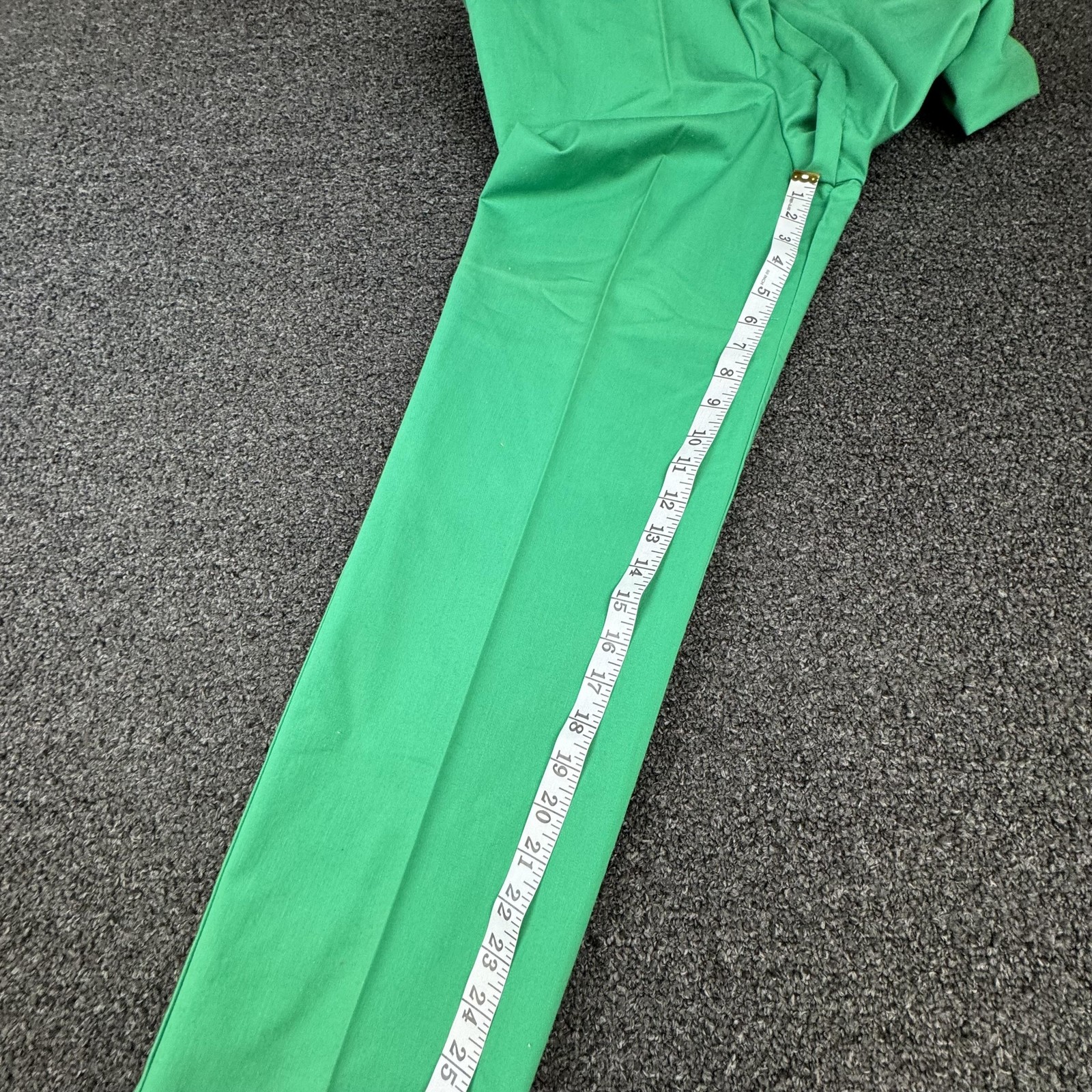 Vtg Club Newport Dress Pants Women 14-16 Green Flat Front Crease Solid Elastic