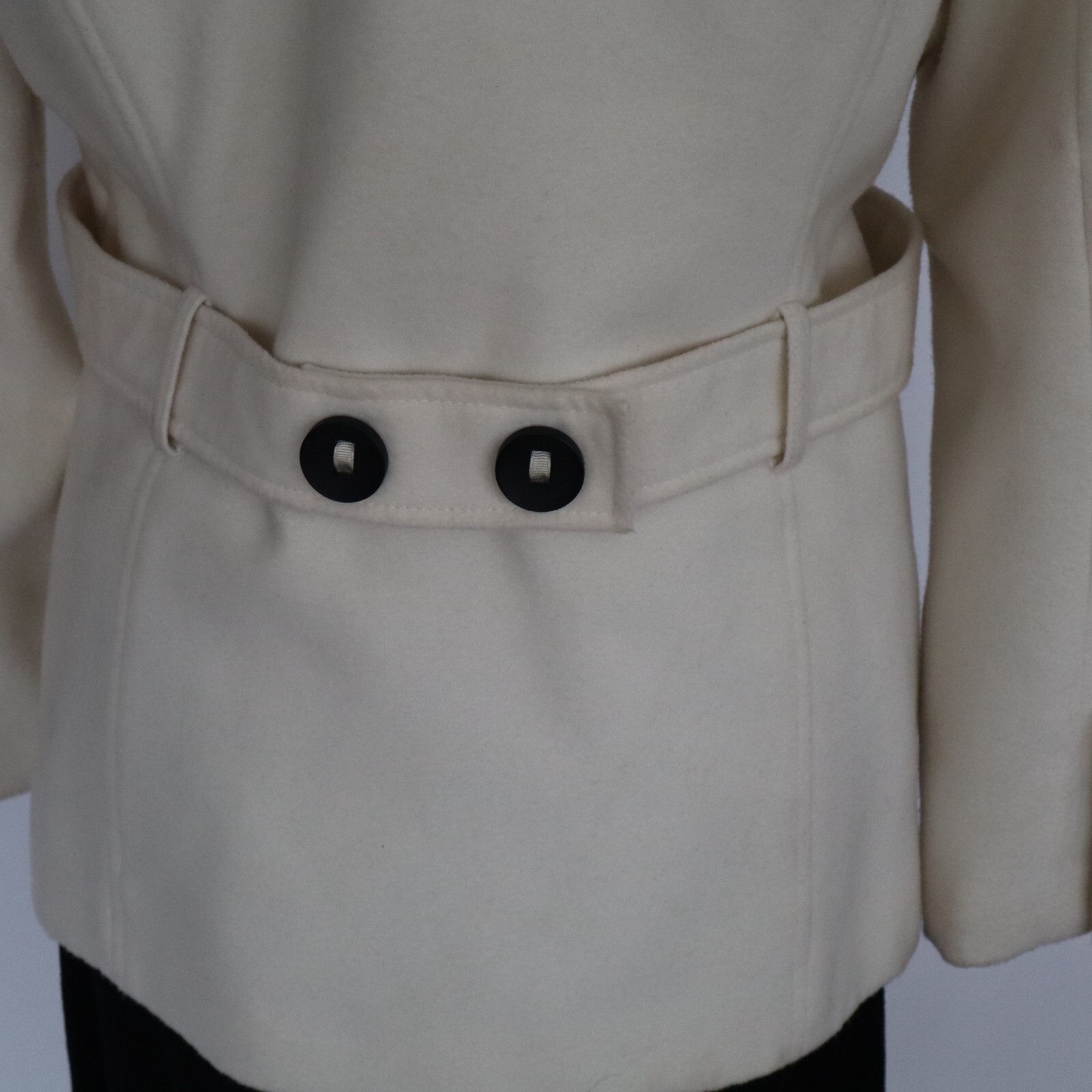 Vintage Chico&rsquo;s Jacket Coat Winter White w Black Buttons Size 1 Medium