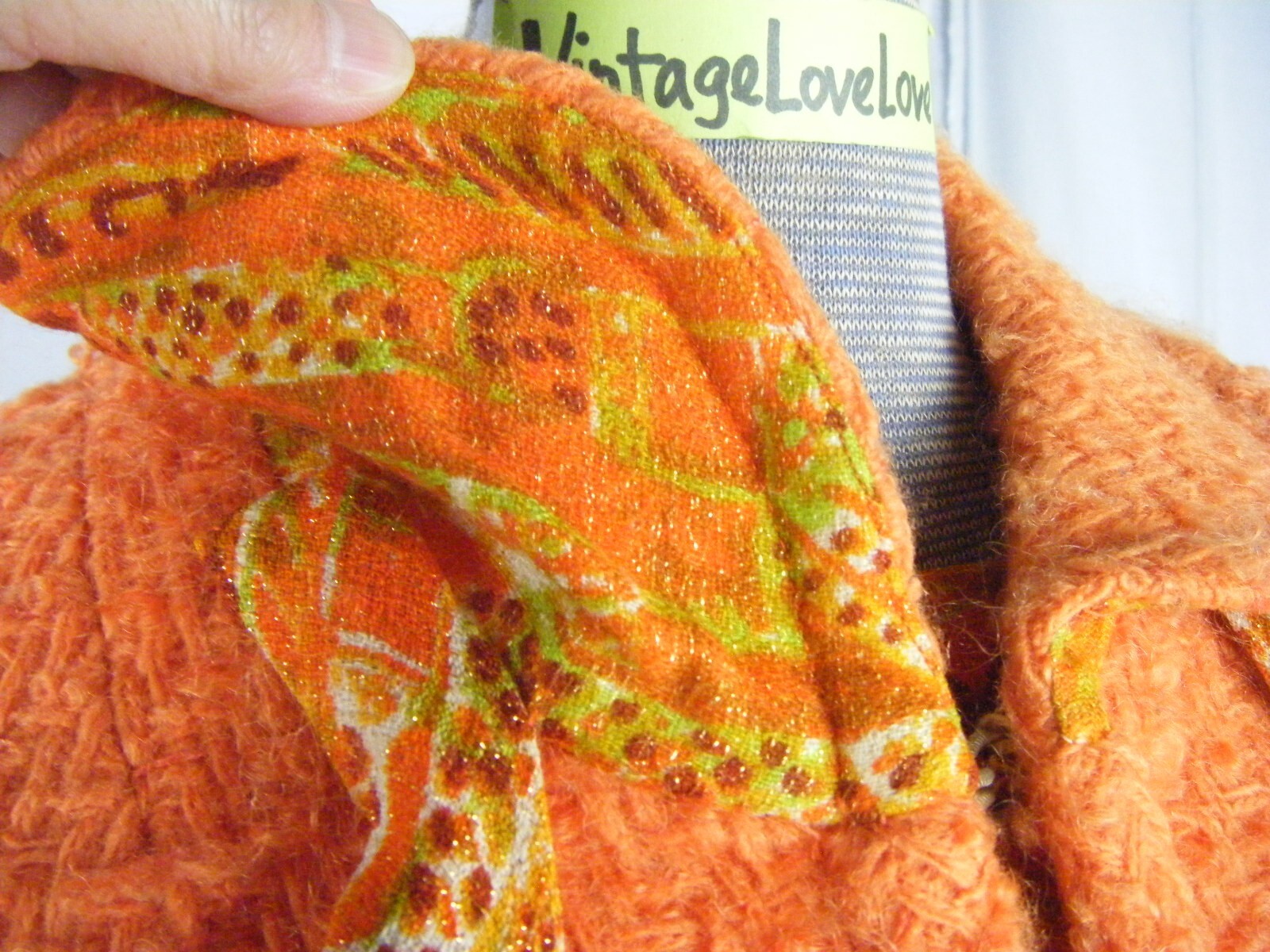 LILLI ANN Vtg 60s Orange Woven Wool Mod Jacket/Top/Skirt-Bust 36/Waist 24