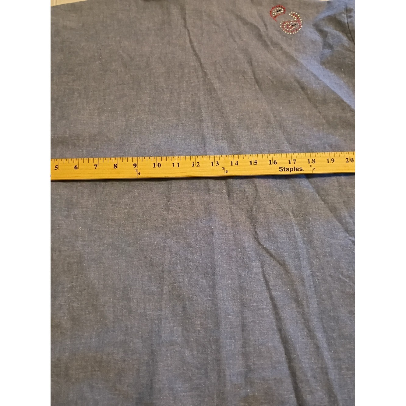 VTG Source Unknown Bandana Panels Embellished Denim Shirt Sz XXL Or 2XL