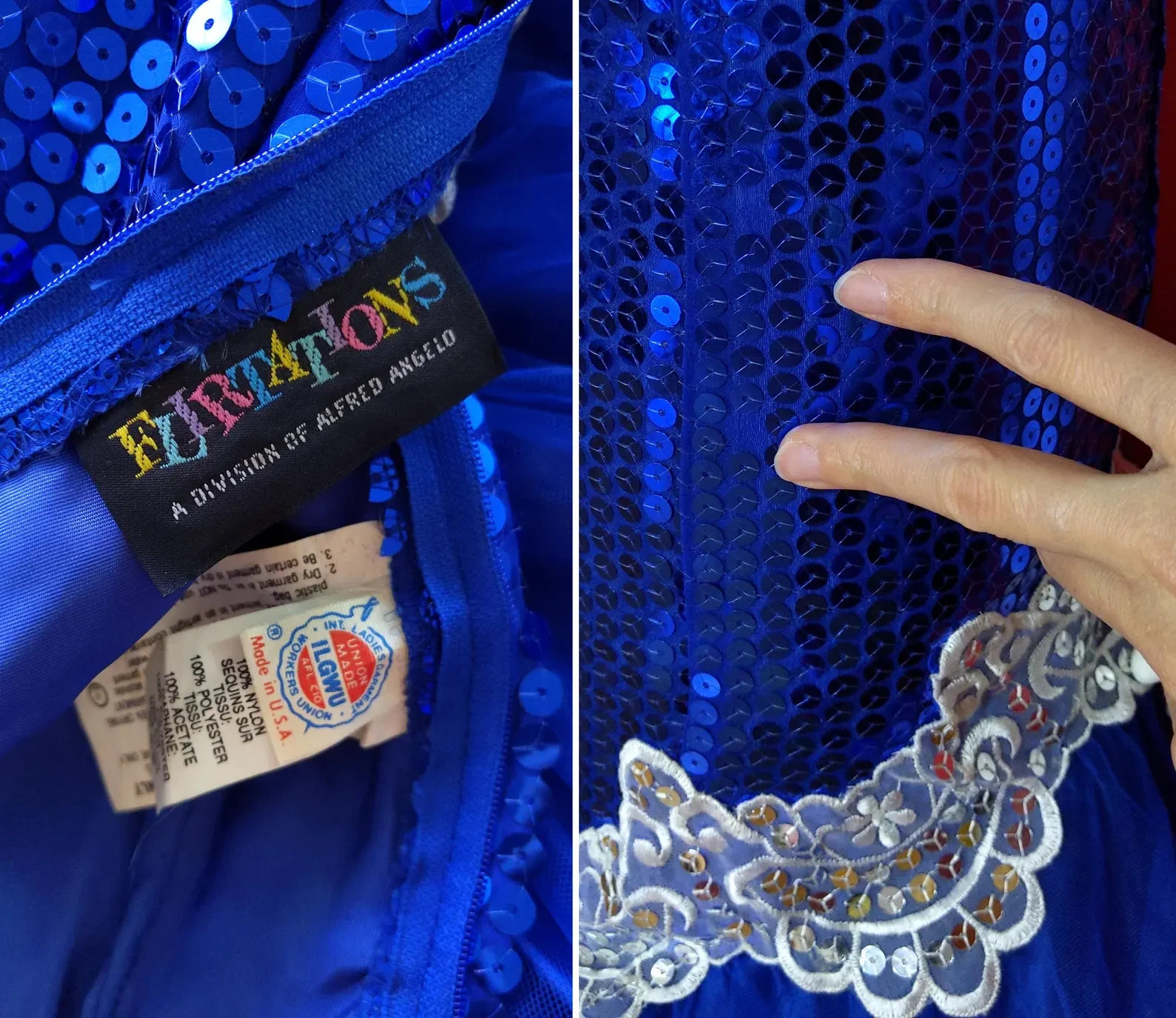 Sparkly Vintage 80s Sequin Drop Waist Fluffy Puffy Party Dress by Flirtations