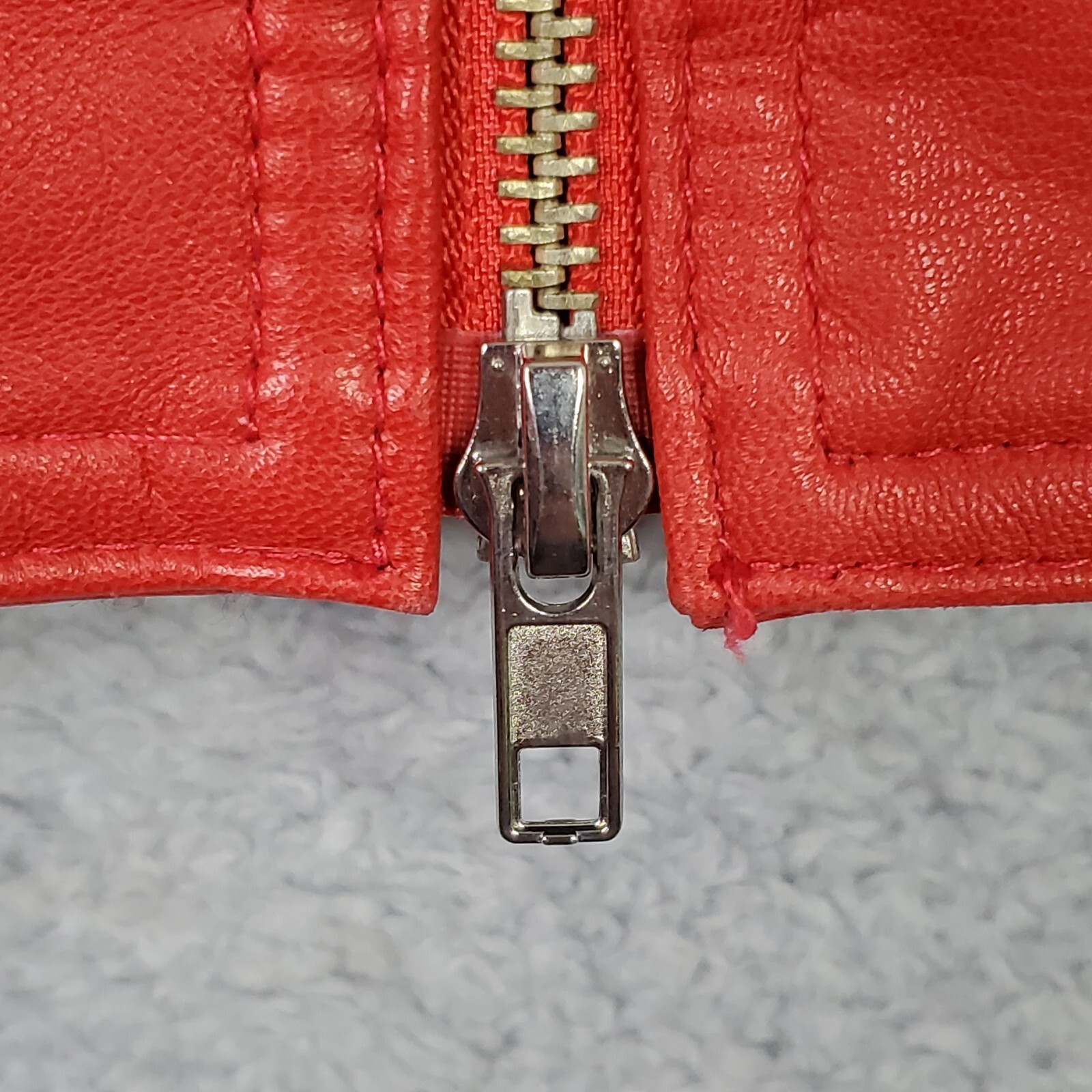 Vintage Womens Crop Lamb Leather Jacket XS Red Biker Harley Moto Full Zip Pocket