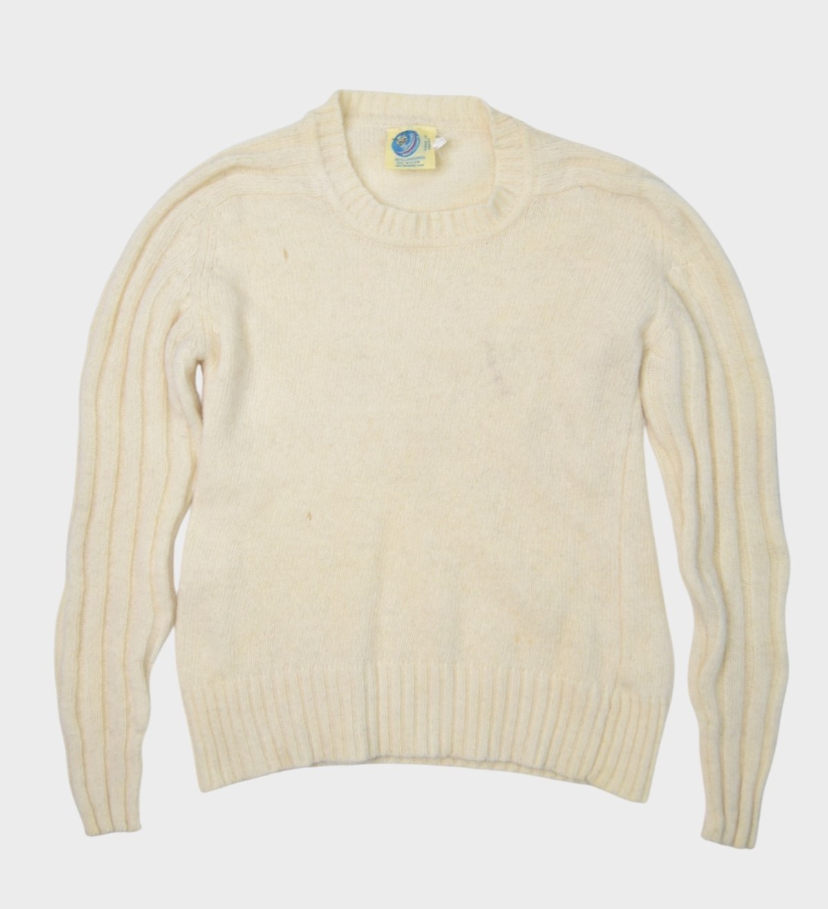 Vintage Beewear Sweater Womens Small Wool Crewneck Pullover Ribbed Sleeve 80s