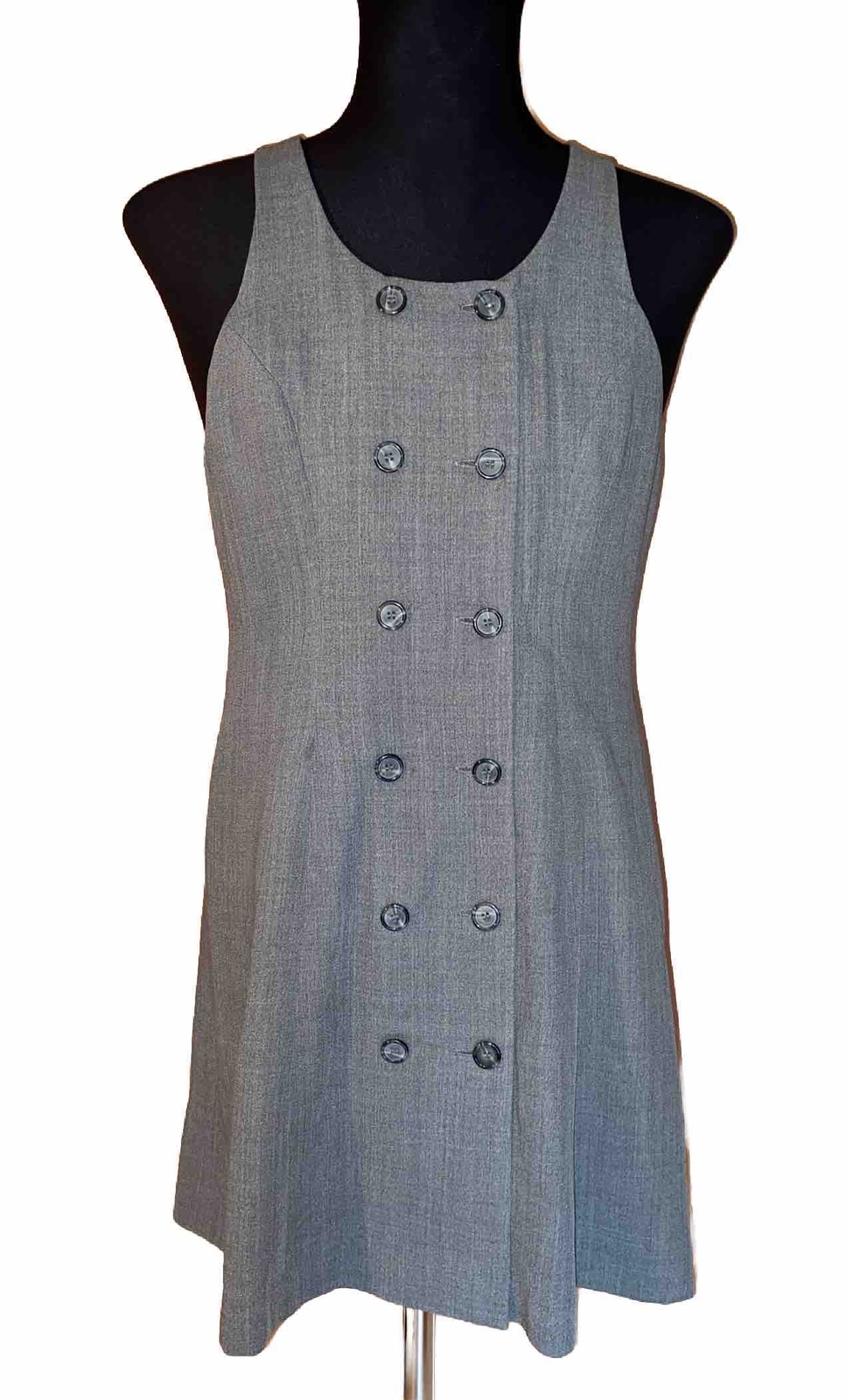 Vintage 1990&rsquo;s Oberon New York Button Up Gray Dress Size 8