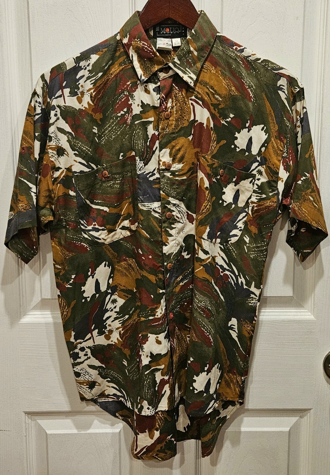 Vintage 80s Top Motto Red Dot Women&rsquo;s Shirt Abstract 12-14 Med