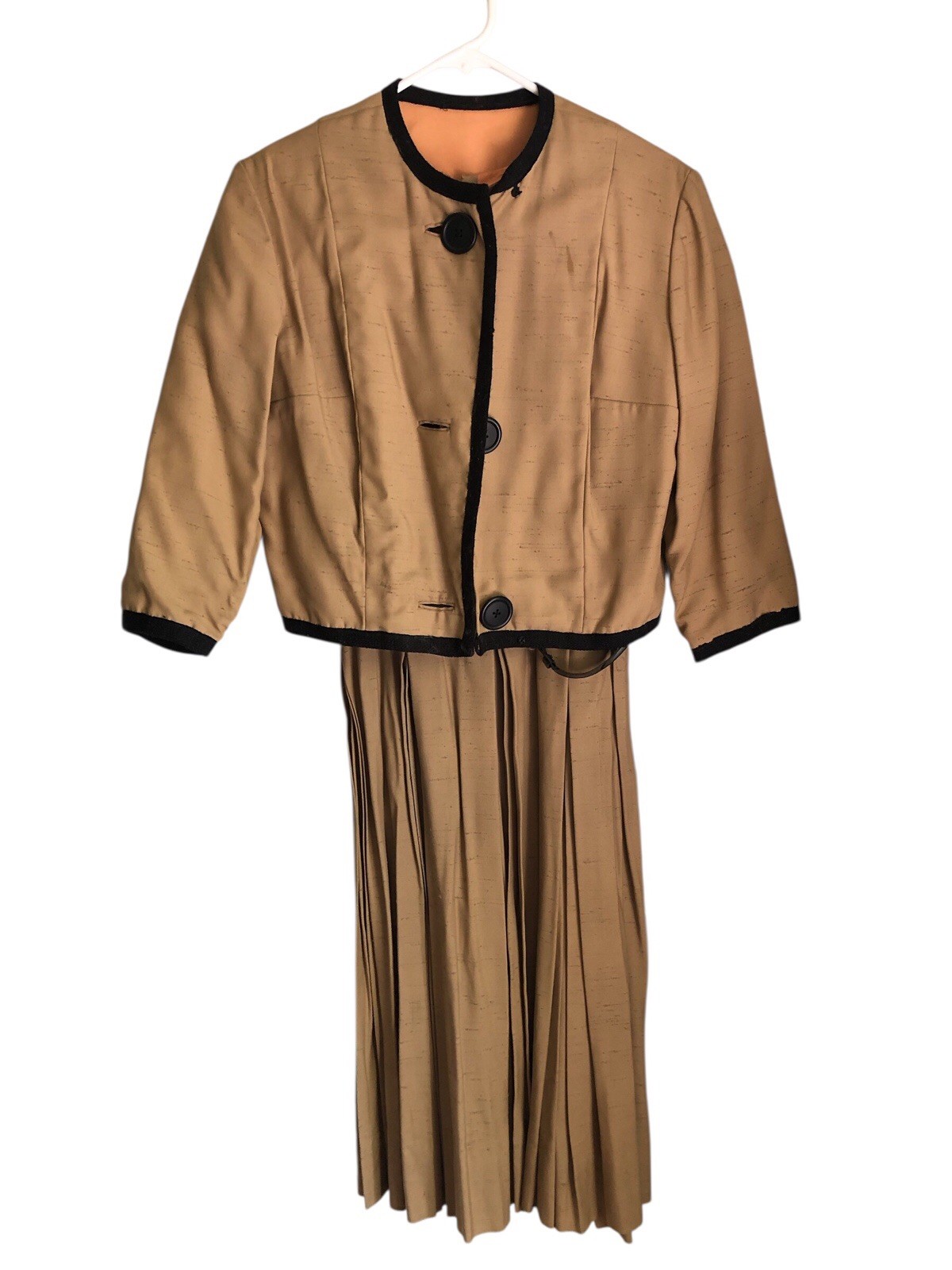 Vtg 50s An Arkay Silk Dress Bolero Jacket Suit Set Size 13 XS
