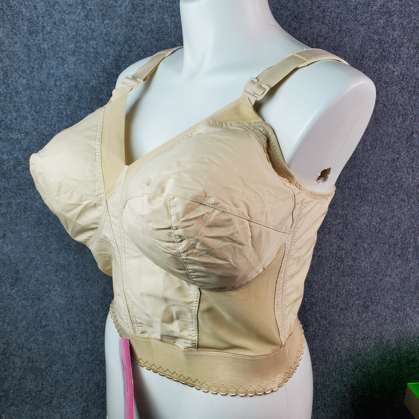 VTG Long Line Bullet Bra Corset Bustier Cincher Shaper 40DD Pin Up Lingerie