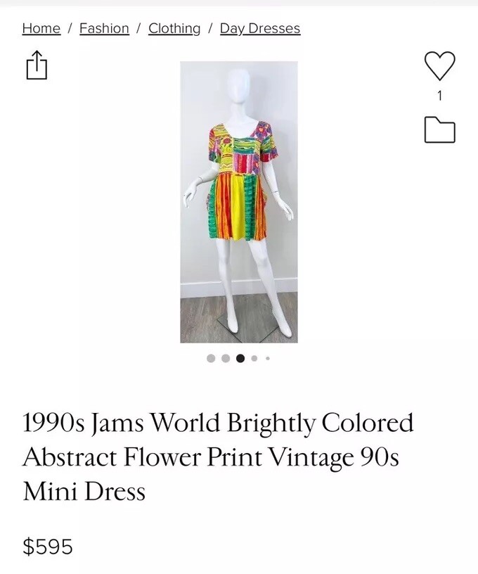 1990s Jams World Brightly Colored Abstract Flower Print Vintage 90s Mini Dress L