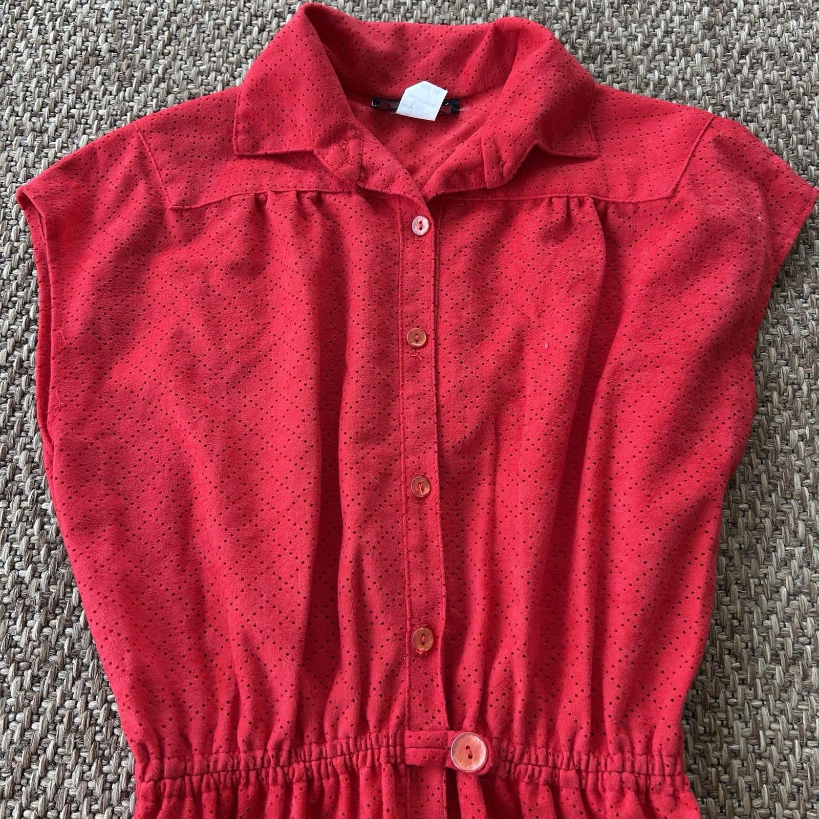 Vintage Germaine Red Button Down Dress Sz 10 Sleeveless READ DESCRIPTION Small