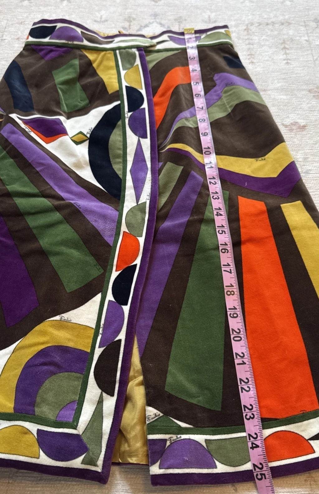 Vintage 1960’s Emilio Pucci For Saks Fifth Avenue Velvet A-Line Skirt XS Mod