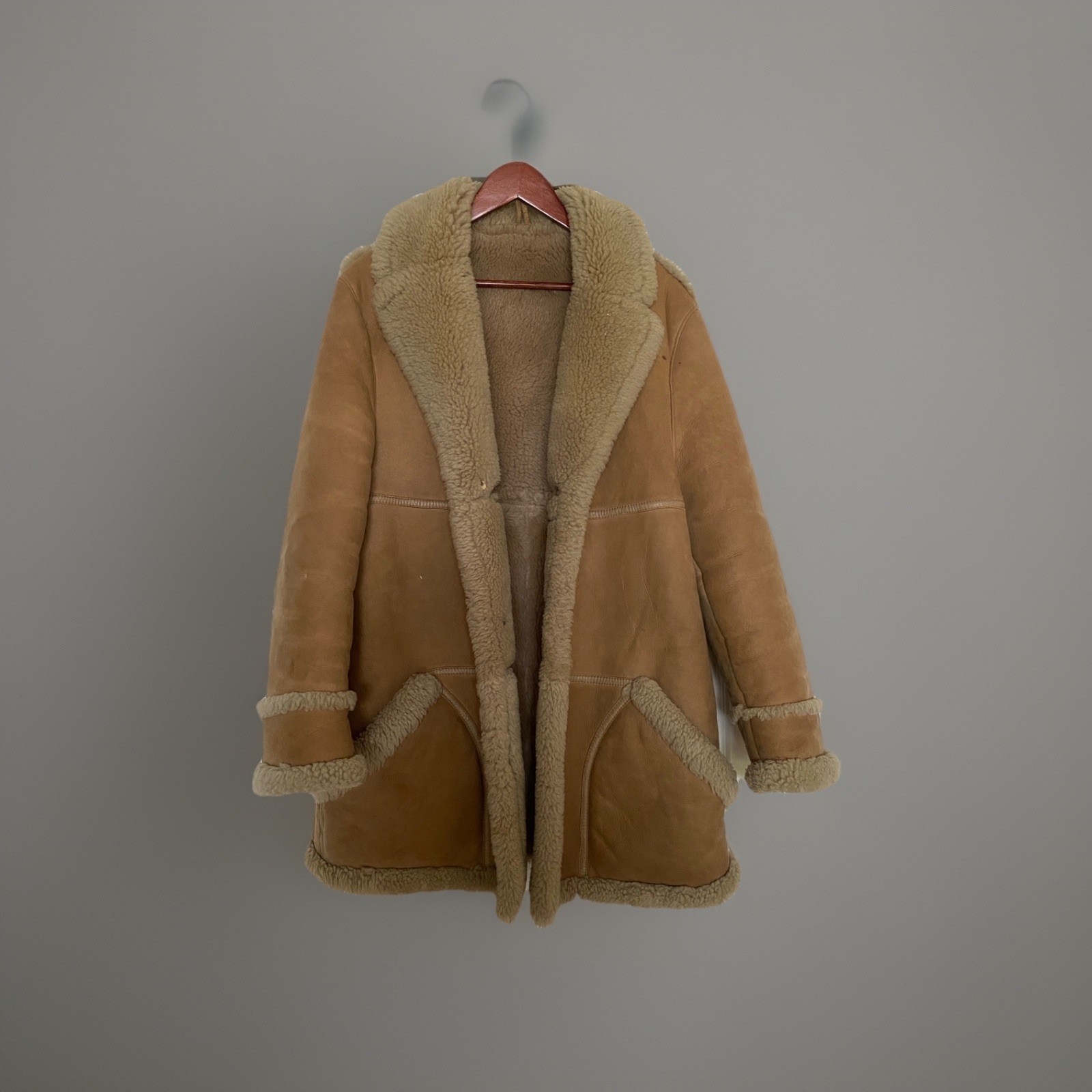 Vintage John Paterson UK Shearling Coat Real Lambskin 38 England Leather Women