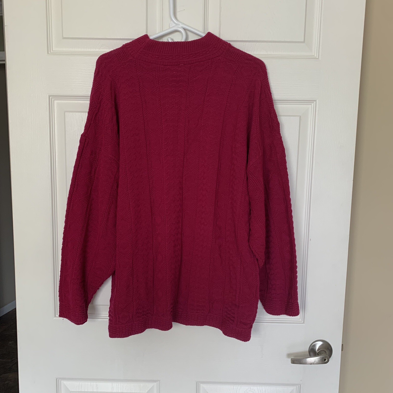 Classic Essentials Plus 22W/42 Fuchsia Pink Knit Acrylic Sweater USA Vintage