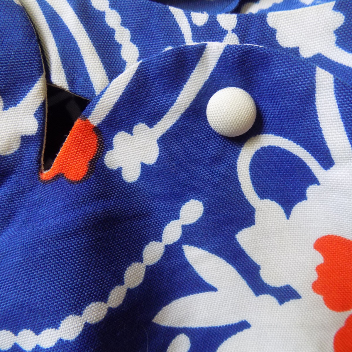 Vintage Red White Blue Cotton Shift Scalloped Neckline B46