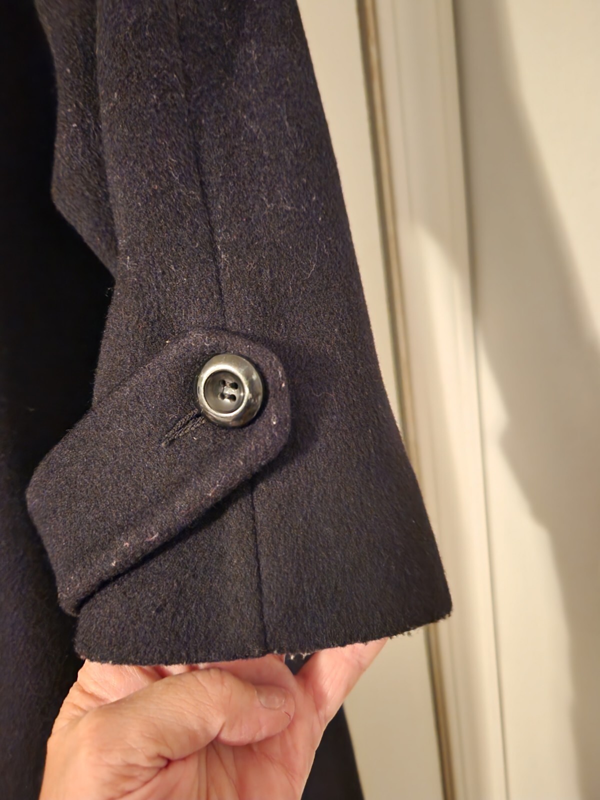 Mario De Pinto Timeless VTG Black Wool Long Winter Trench Coat Plus Size ~18