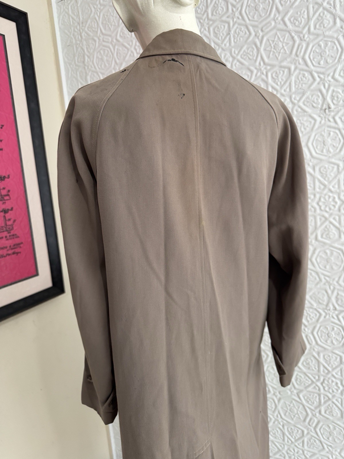 Original Vintage Mac-Chas Macintosh Overcoat-1940s-Rain-Beige-As is-Winter Coat