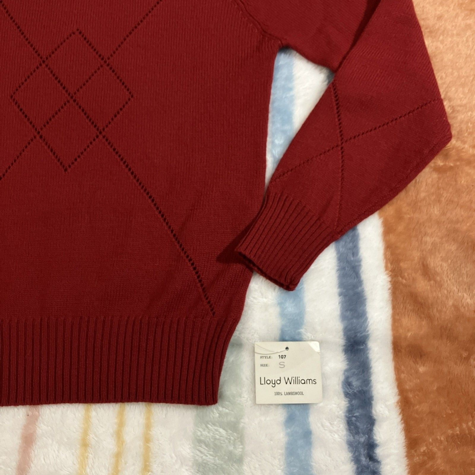 Vtg Lloyd Williams Sweater Womens Small Lambs Wool Argyle Puff Shoulder Vtg 715