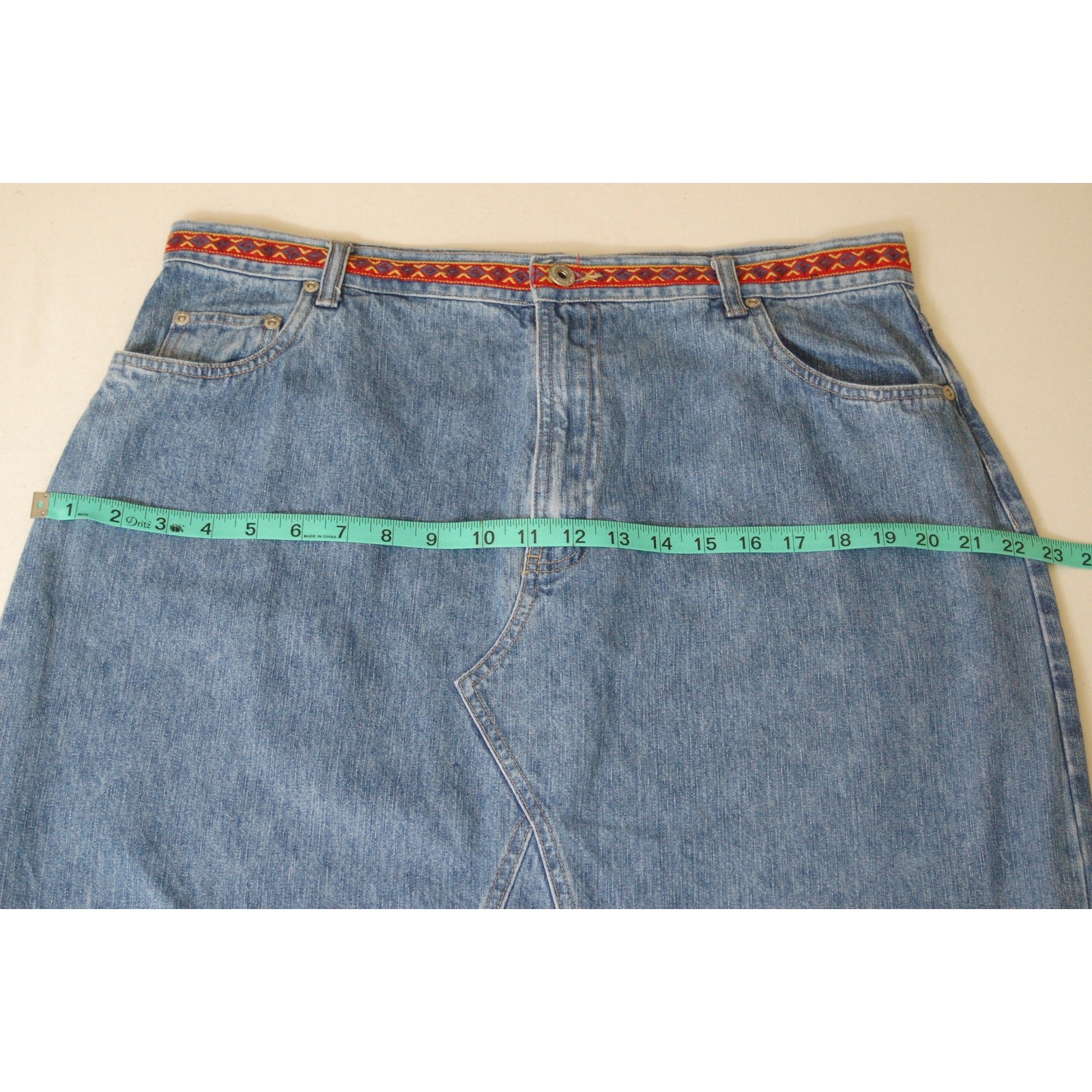 Vintage 90s Venezia Denim Maxi Skirt Southwest Long 16 Volup Curvy Tall