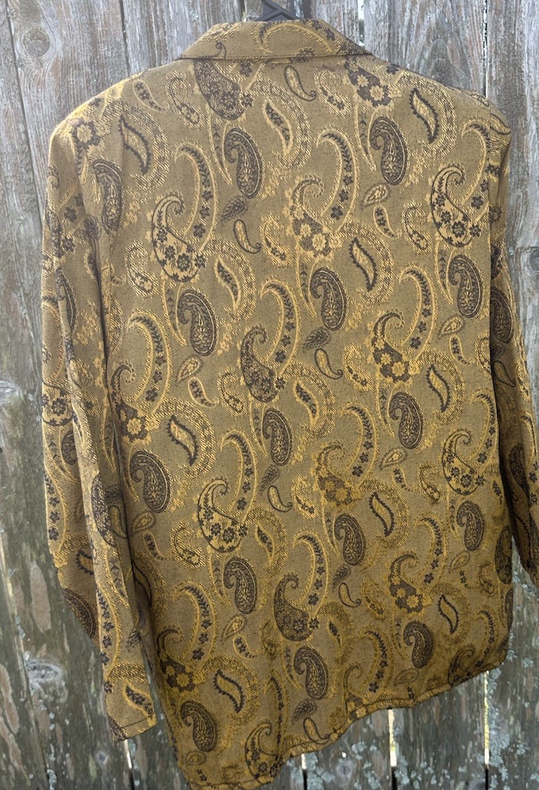 Trimmings Gold Paisley Print Blazer Women’s Size M Style# 10263 Special Occasion