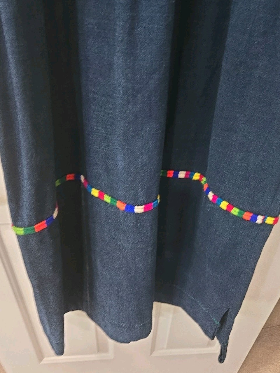 VTG 70s Handwoven Guatemalan Huipil Maxi Dress Embroidered Folk Textile Sz S