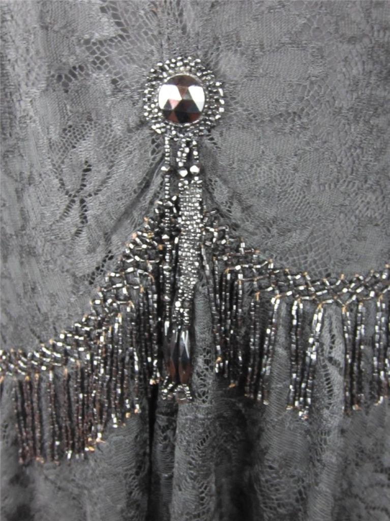 Flapper Dress, Gown Exquisite Beaded Black Lace True VTG 1920s – 30s Paris