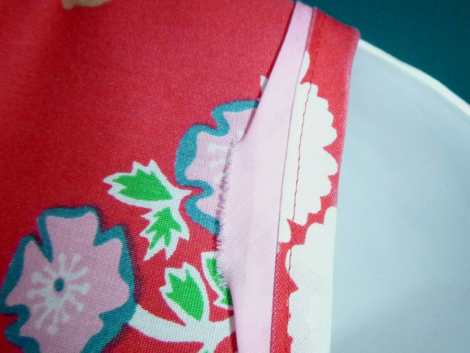 Vtg 70s Trapeze Flower Power Zip Front Day House Dress Red Tropical Floral Sz M