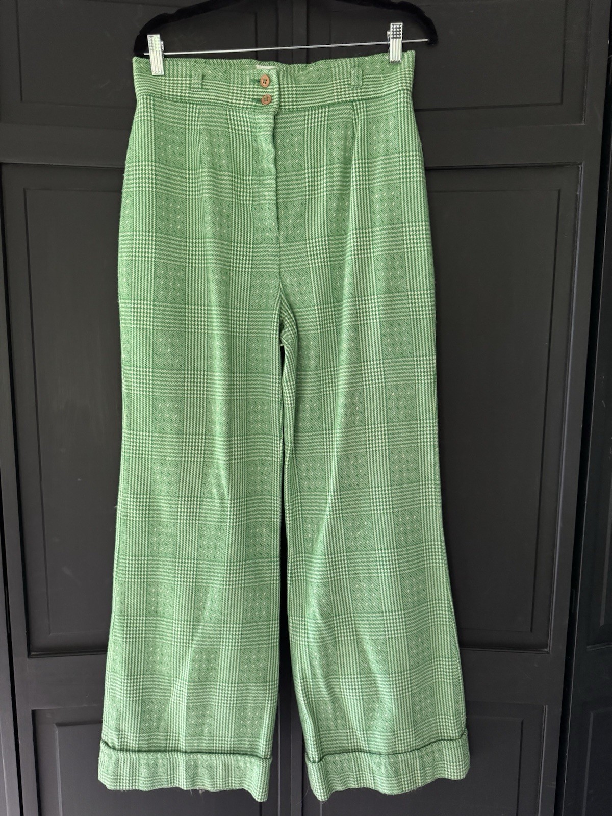 Miss Holly 1970s Green Plaid Wool Blend Pants Size 18 Acrylic Wool Original