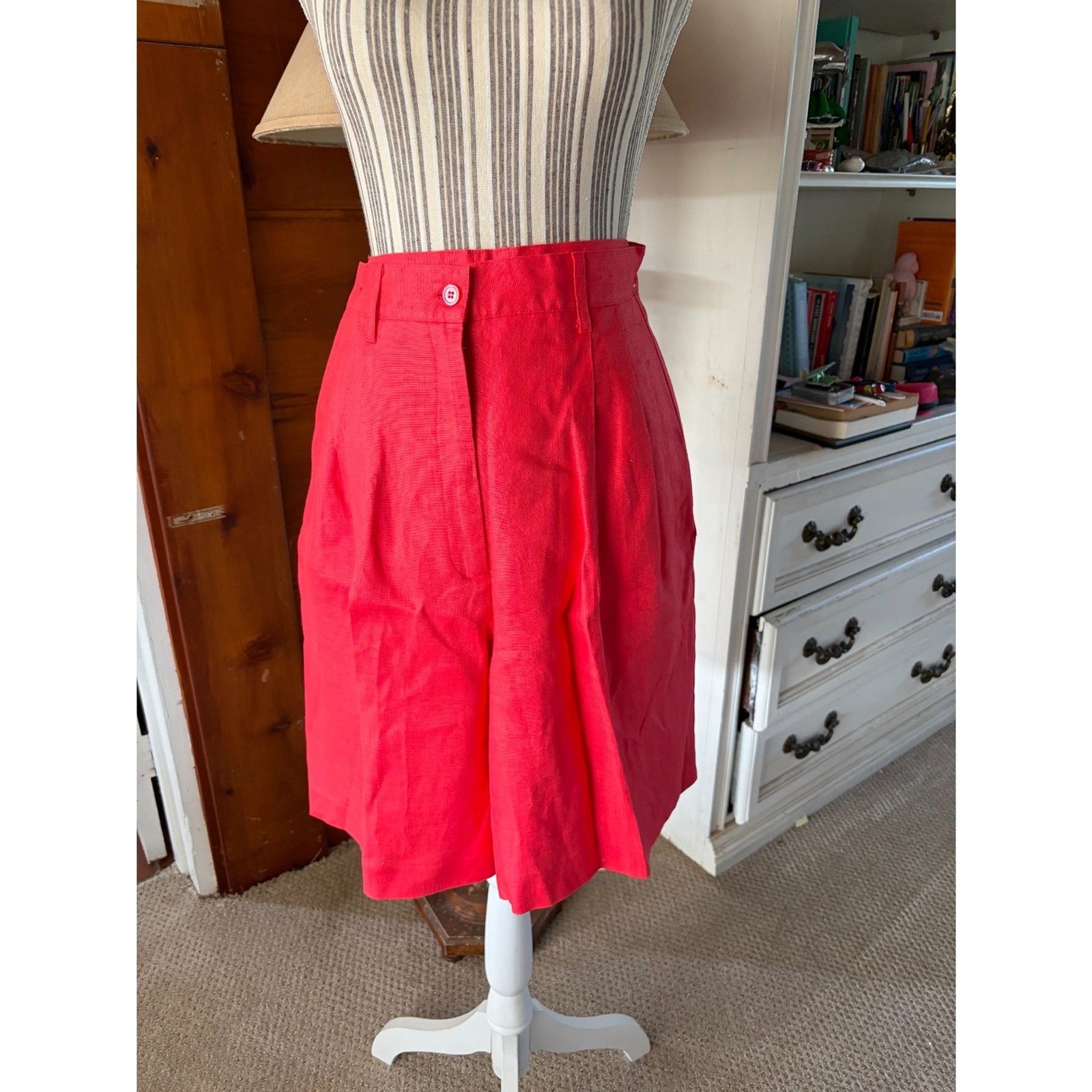 Vintage Linen Y2K 2010&rsquo;s Linen Coral Bermuda Grandma Golden Girls 90&rsquo;s Shorts