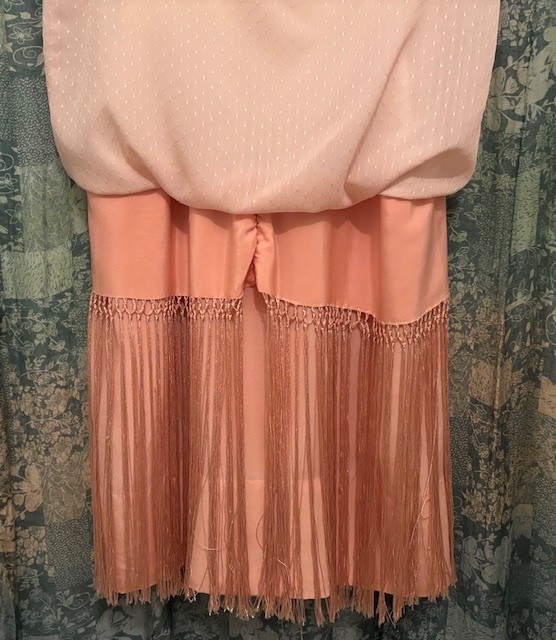 Vintage 1920&rsquo;s Fringed Apricot Flapper Dress S/M. Remade Bodice Excellent