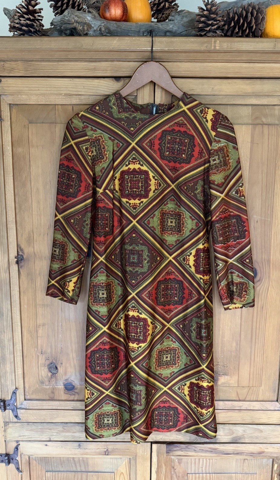 1970s Union Made Joan Curtis MOD Retro Long Sleeve Dress See Measurements USA #8
