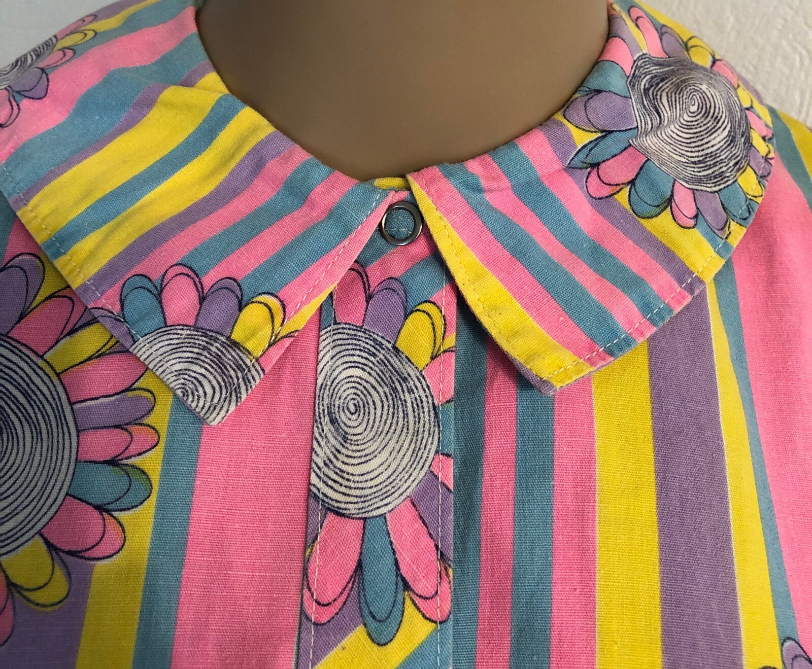 vtg 60s Psychedelic flower power Hippie Caftan Dress house coat Sz M