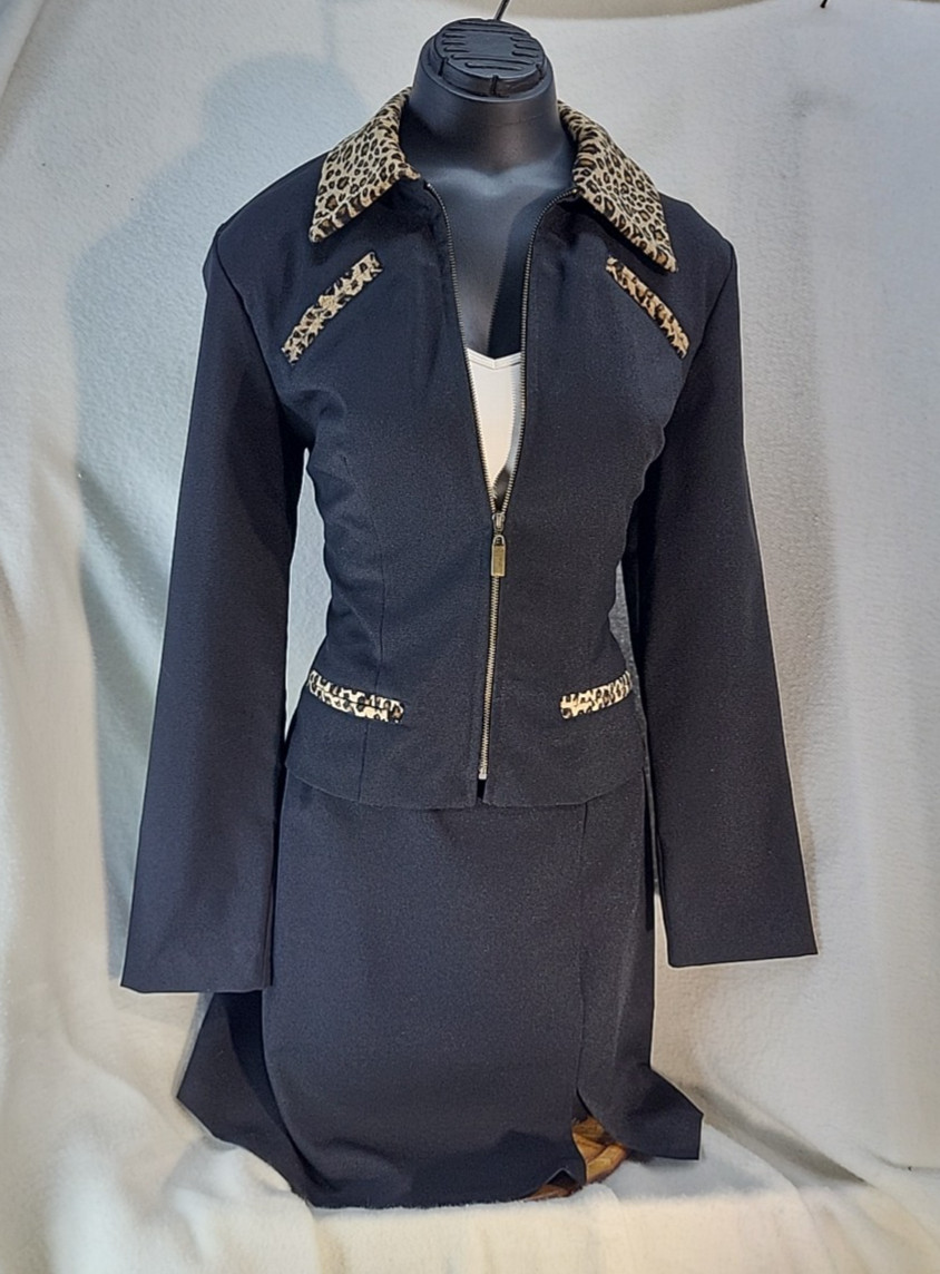 Vintage Brioche California Skirt Suit Set Capsule Leopard Print 90s Feminine