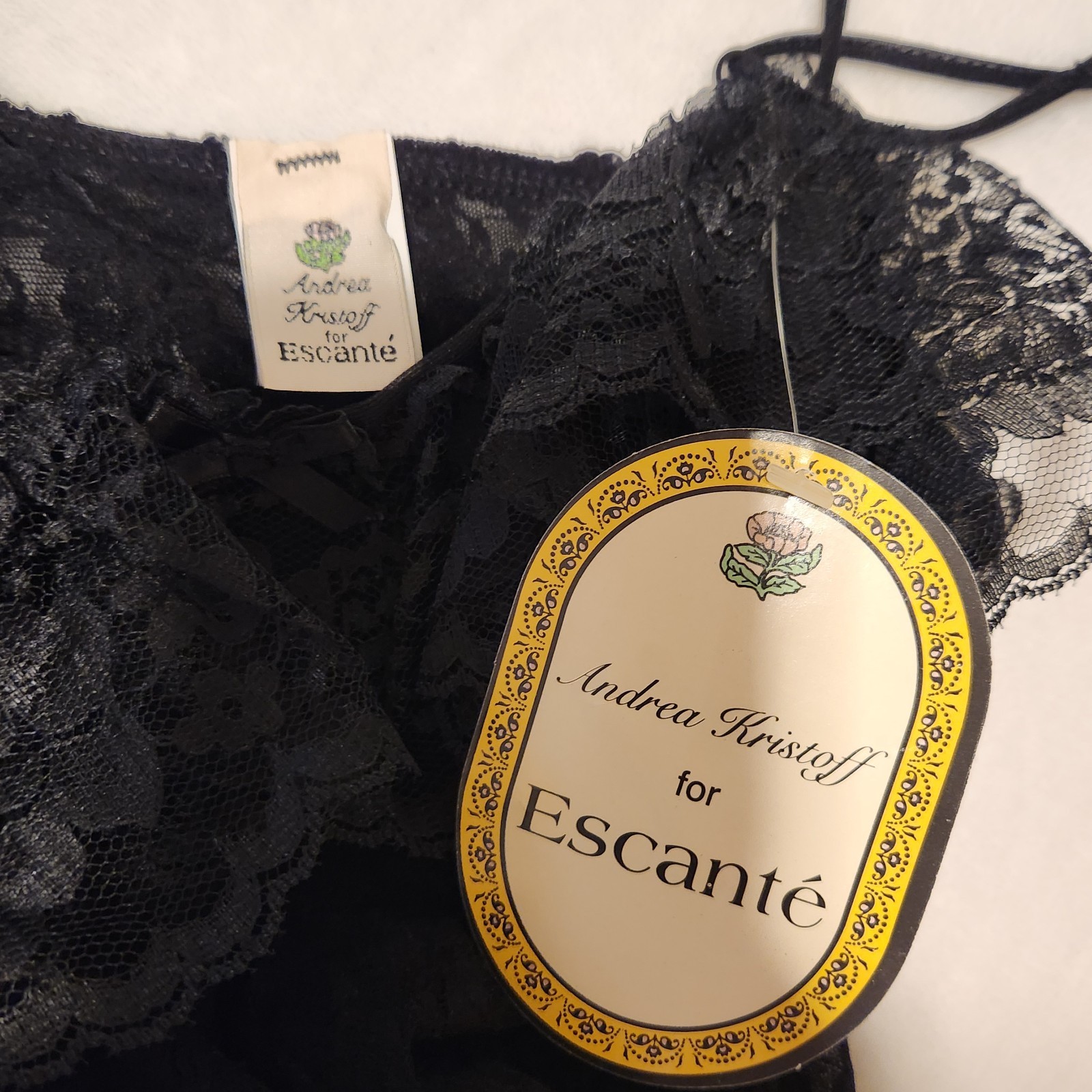 Andrea Kristoff Escante Sheer Lace Babydoll Sissy Nightie String Bikini Panties