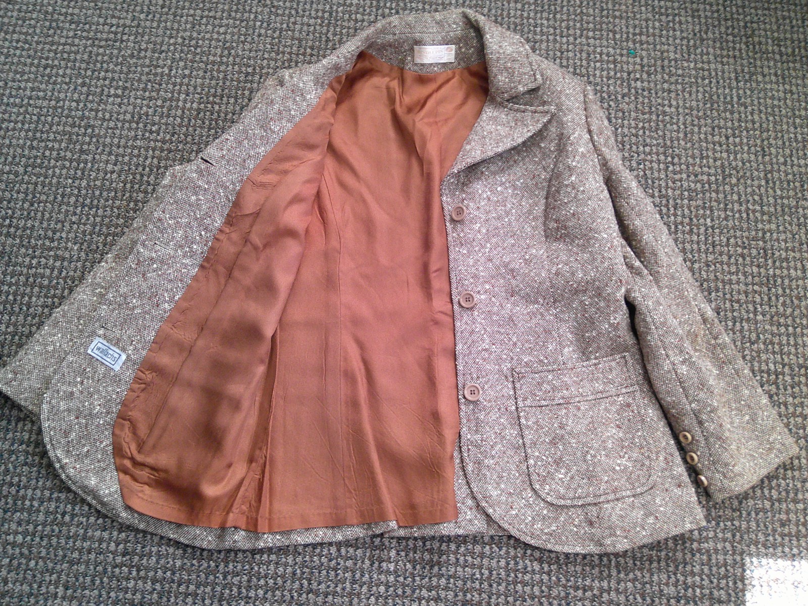 Vt 70&rsquo;s PENDLETON Gorgeous Tan Brown Wool TWEED Fitted Blazer Jacket M/L Ex Cond