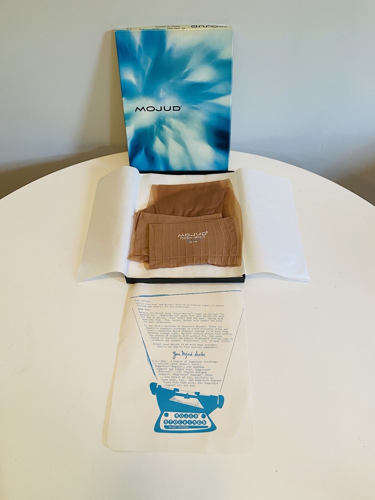Vintage 3 Pair Mojud Magic-Motion Thigh-Mold Nylon Stockings in Original Box