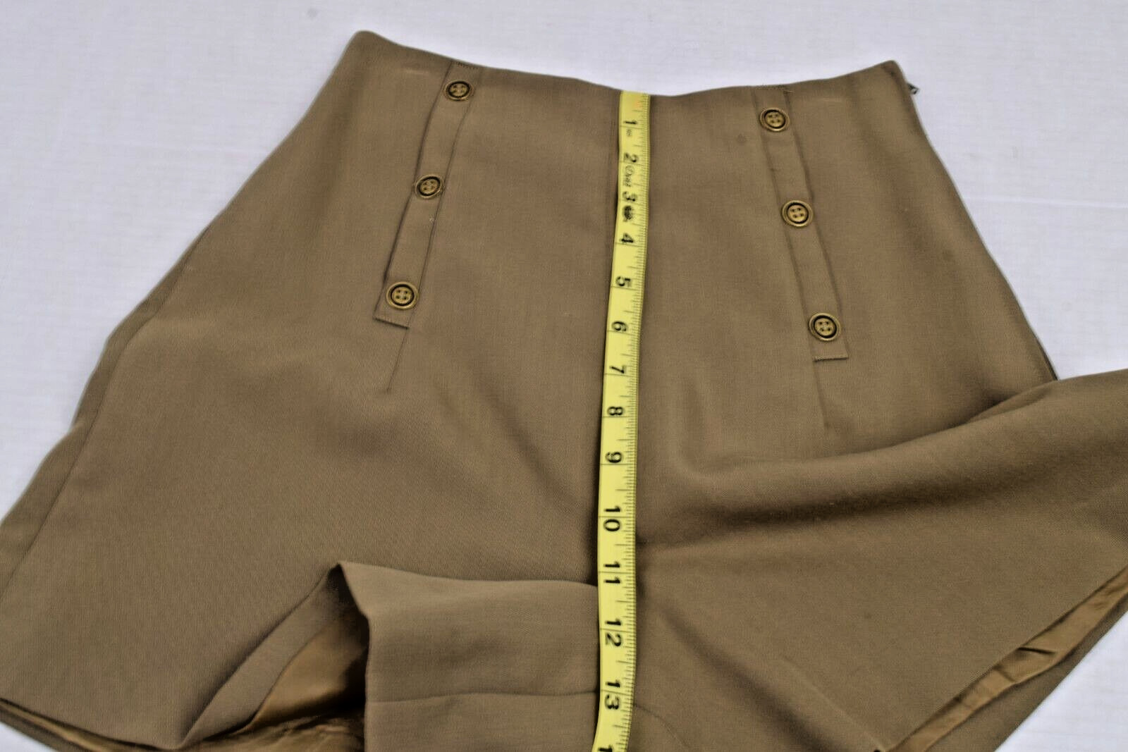Vintage Bebe Jacket Shorts Set Size 2 80s Military Drab Bronze Buttons Made USA