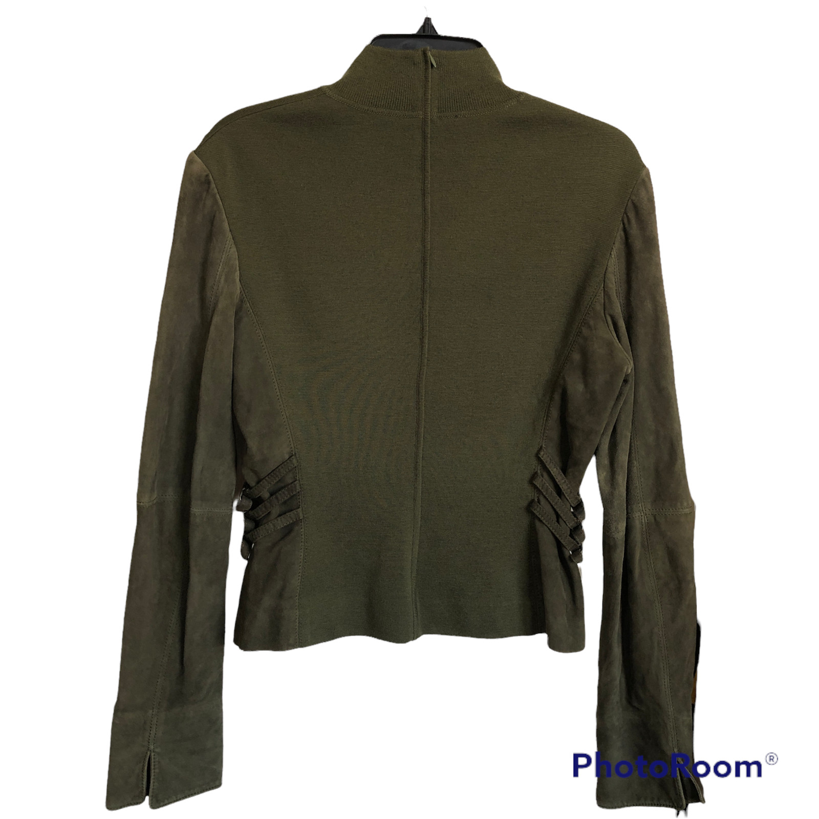 TOMASO STEFANELLI Wool/Suede Sweater Haute Couture Made in Italy Size 46/US 10