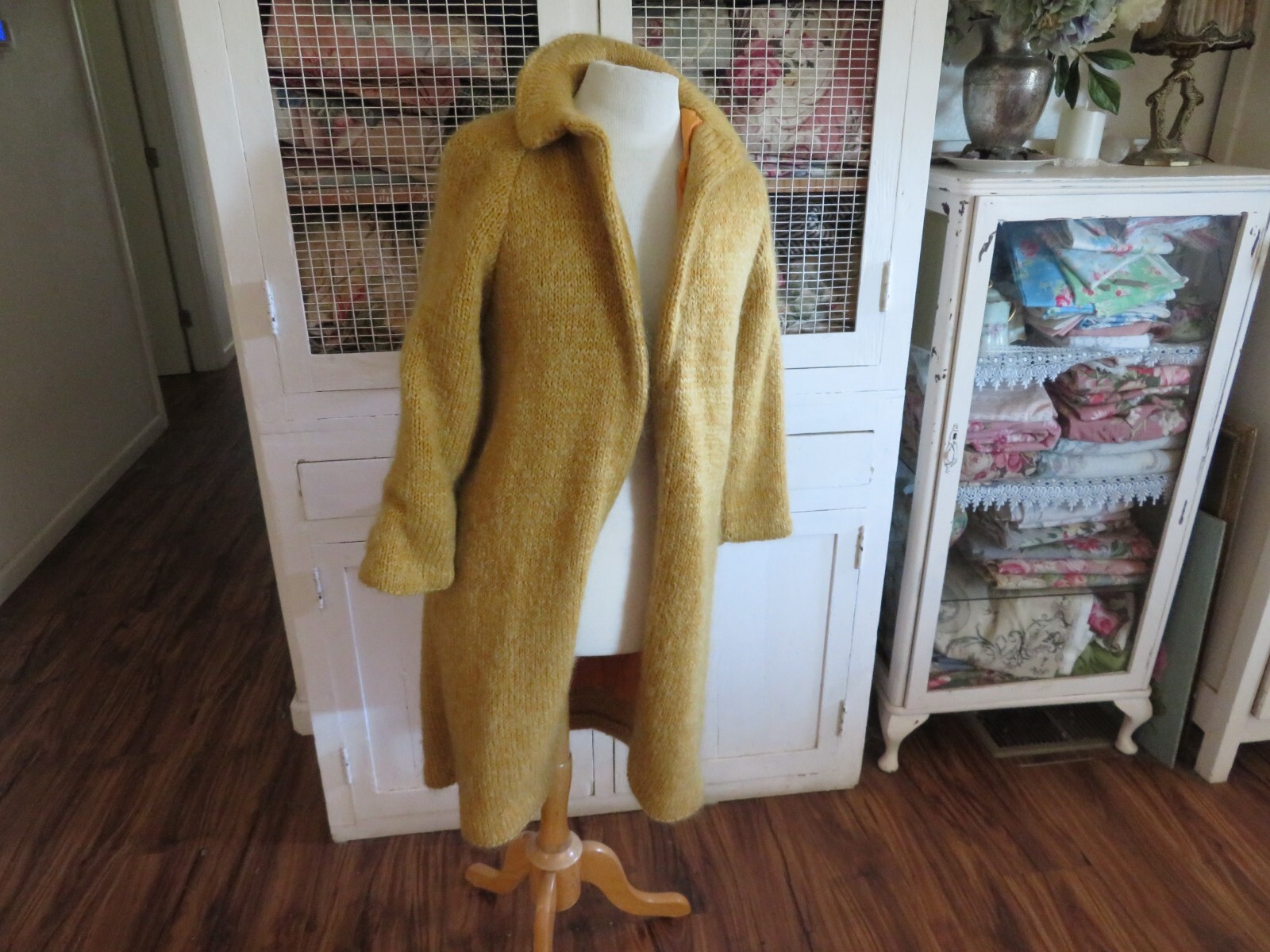 Vintage 40&rsquo;s Hand Knit Sweater Swing Coat Jacket by Cynthia Nepote WhoisShe? GLD