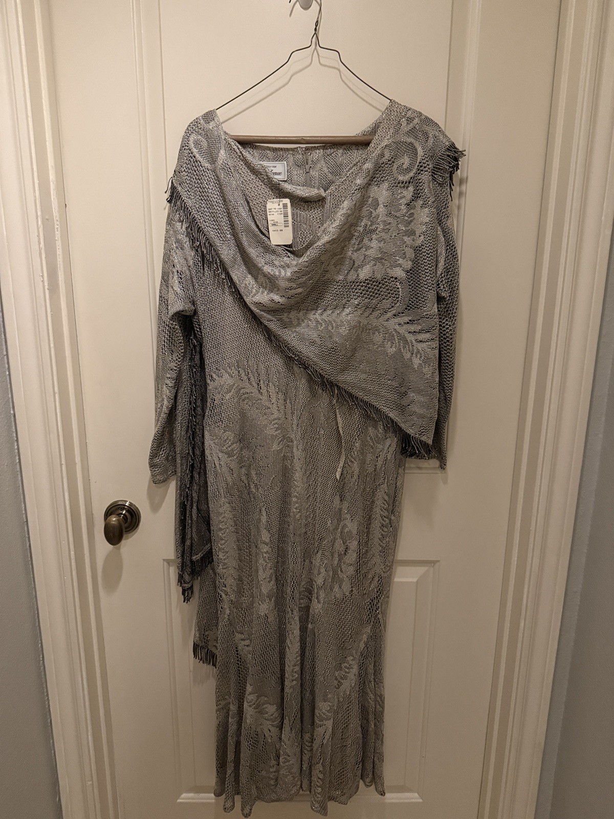 Vintage Saks Fifth Avenue Dress Size S Metallic Ivory Embroidered NEW WITH TAGS