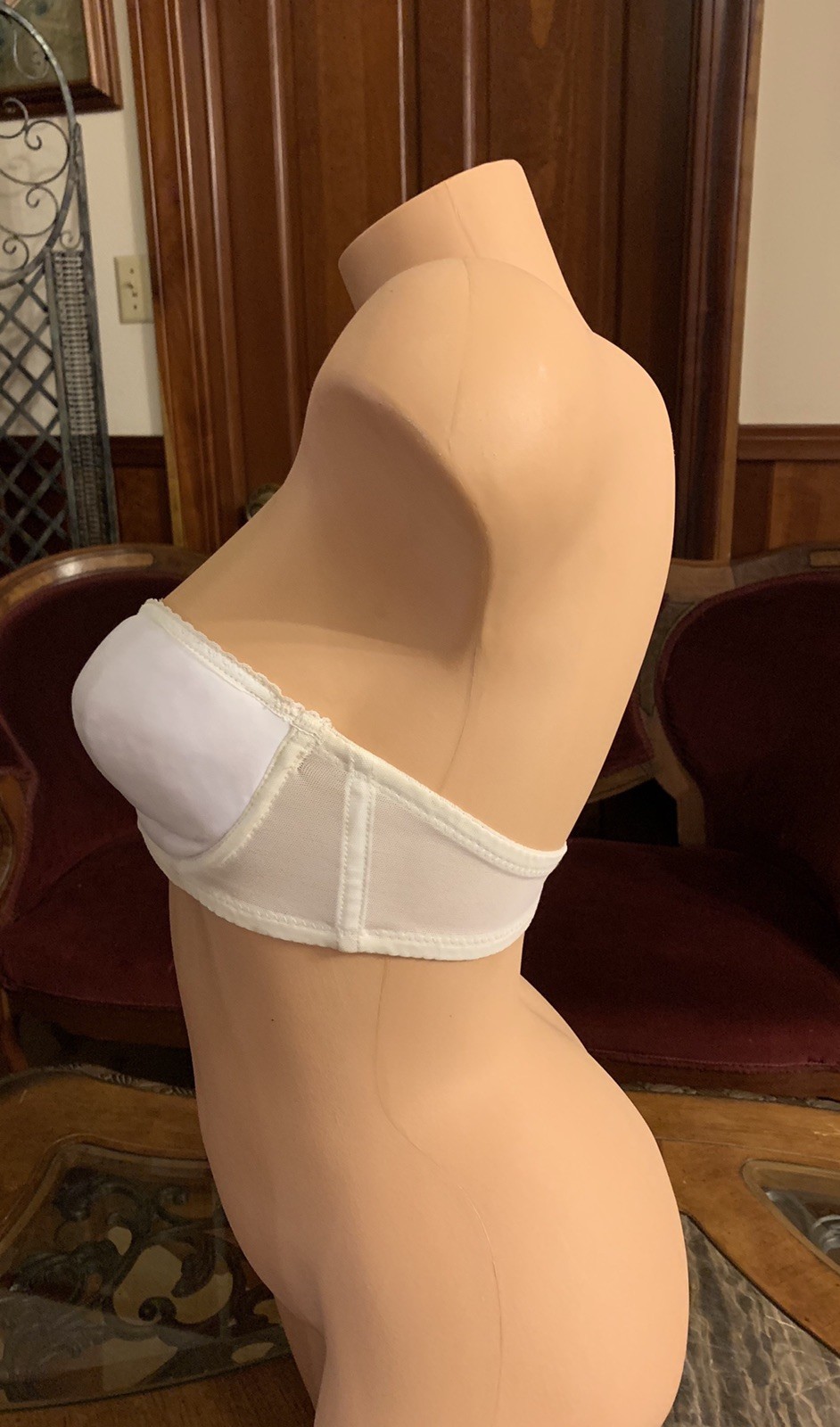 Vintage Strapless Bra White Underwire Seamless Nylon Lycra Spandex 1970s NEW 34B