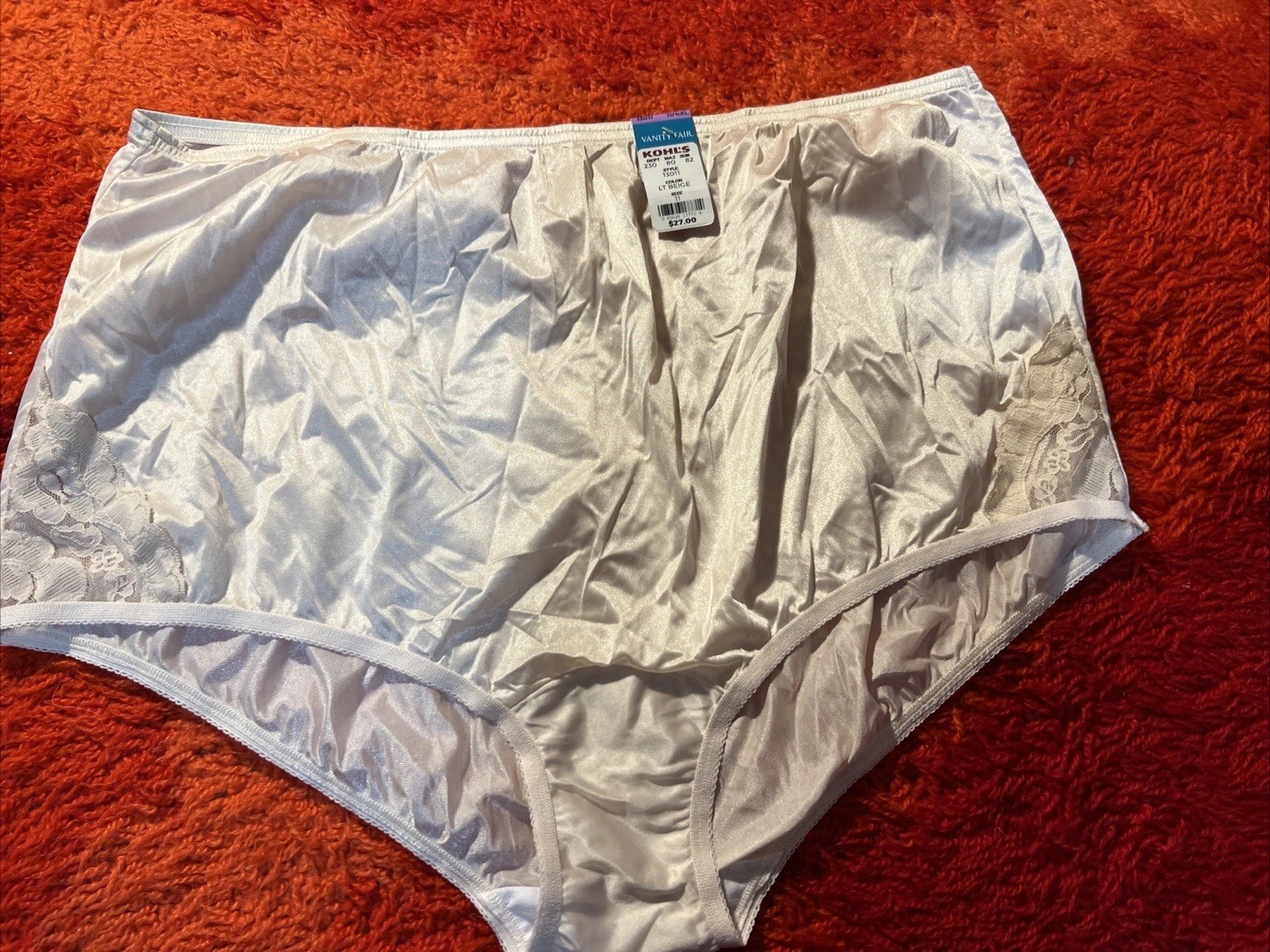 Vtg Vanity Fair Silky Beige Perfectly Lace Nouveau Nylon Panty 4X Mexico