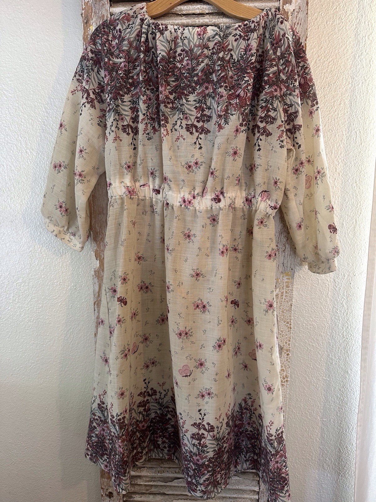 B8 Vintage Kay Windsor Butterfly Floral Sheer Dress Size M/L – See Description