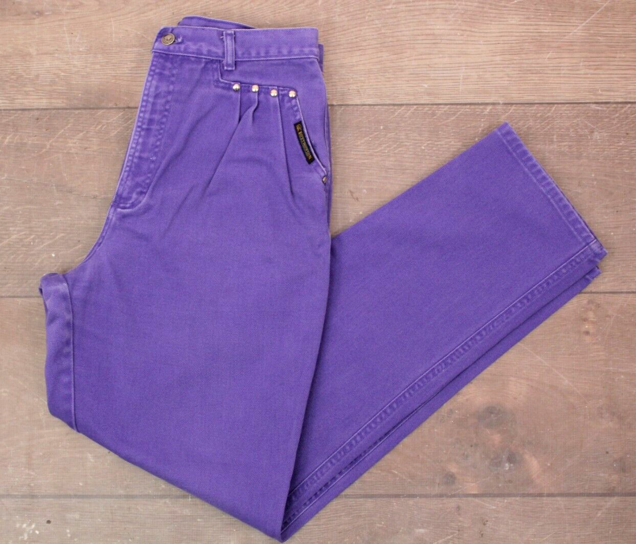 VTG Women&rsquo;s 90s Purple Denim Rocky Mountain Jeans Sz 33 1990s Rockies Bareback
