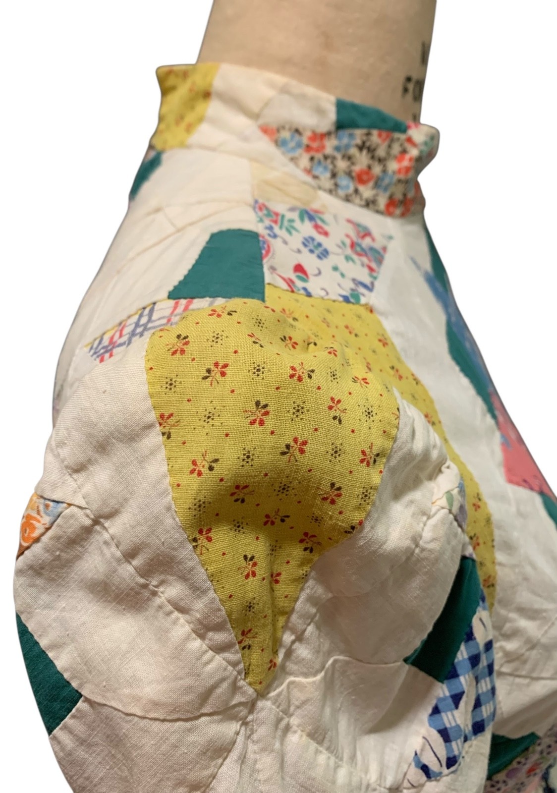 Vintage 70s Women&rsquo;s Antique Quilt American Folk Art LS Dress – Sz S/M – Wedding