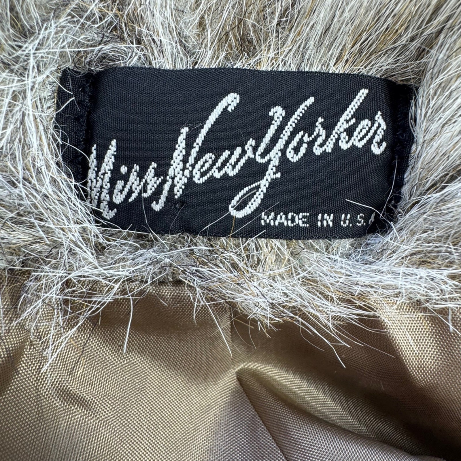 Miss New Yorker Faux Fur Coat Women Medium Gray Vintage Faux Lynx Mob Wife Luxe