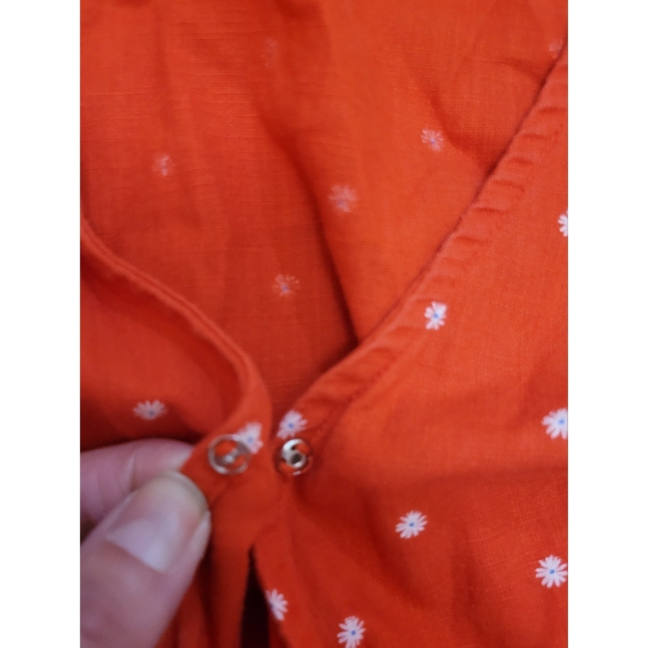 Old Navy Orange Floral Daisy Wrap Dress EUC L Boho Cottagecore Coastal Cowgirl