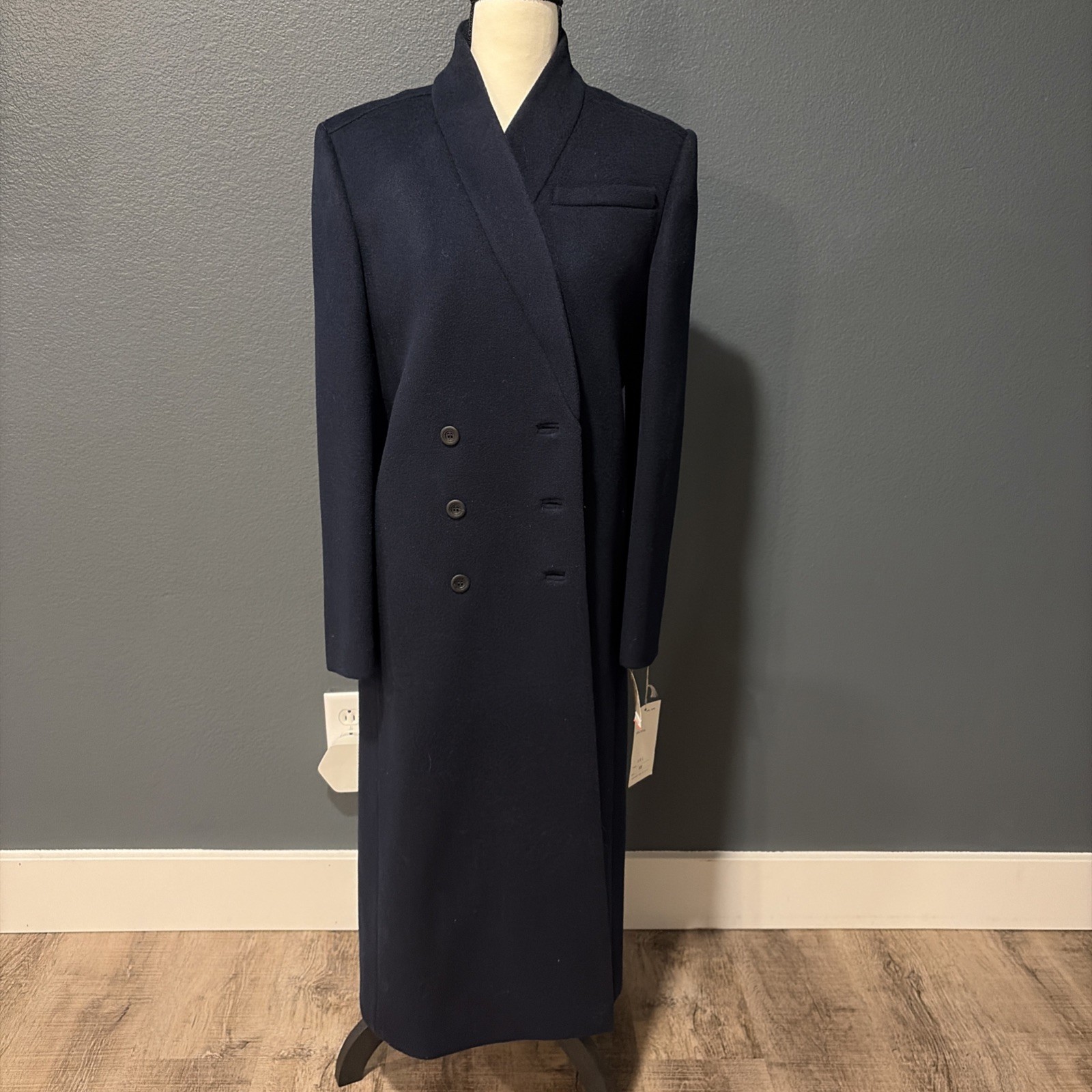 Vtg Reflections NWT 100% Wool Size 12 Navy Long Coat See Description For Measure