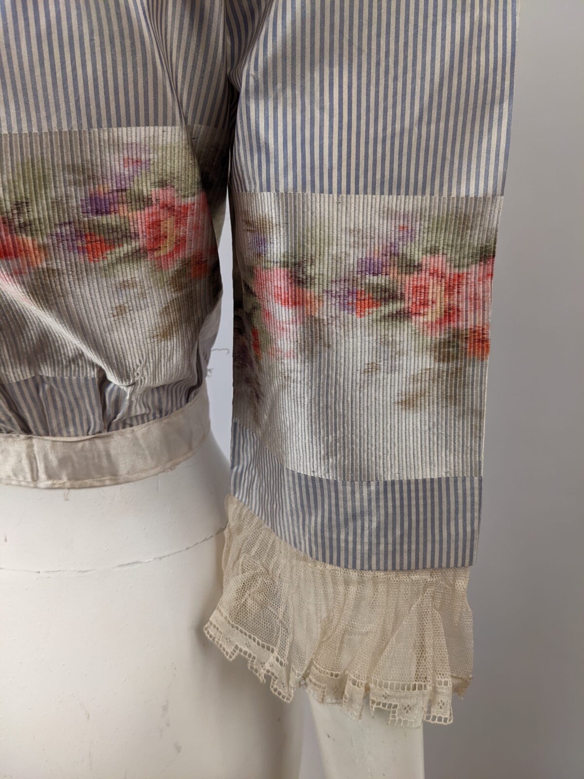EDWARDIAN STRIPED & OMBRE SILK TAFFETA JACKET W NET SLEEVES 