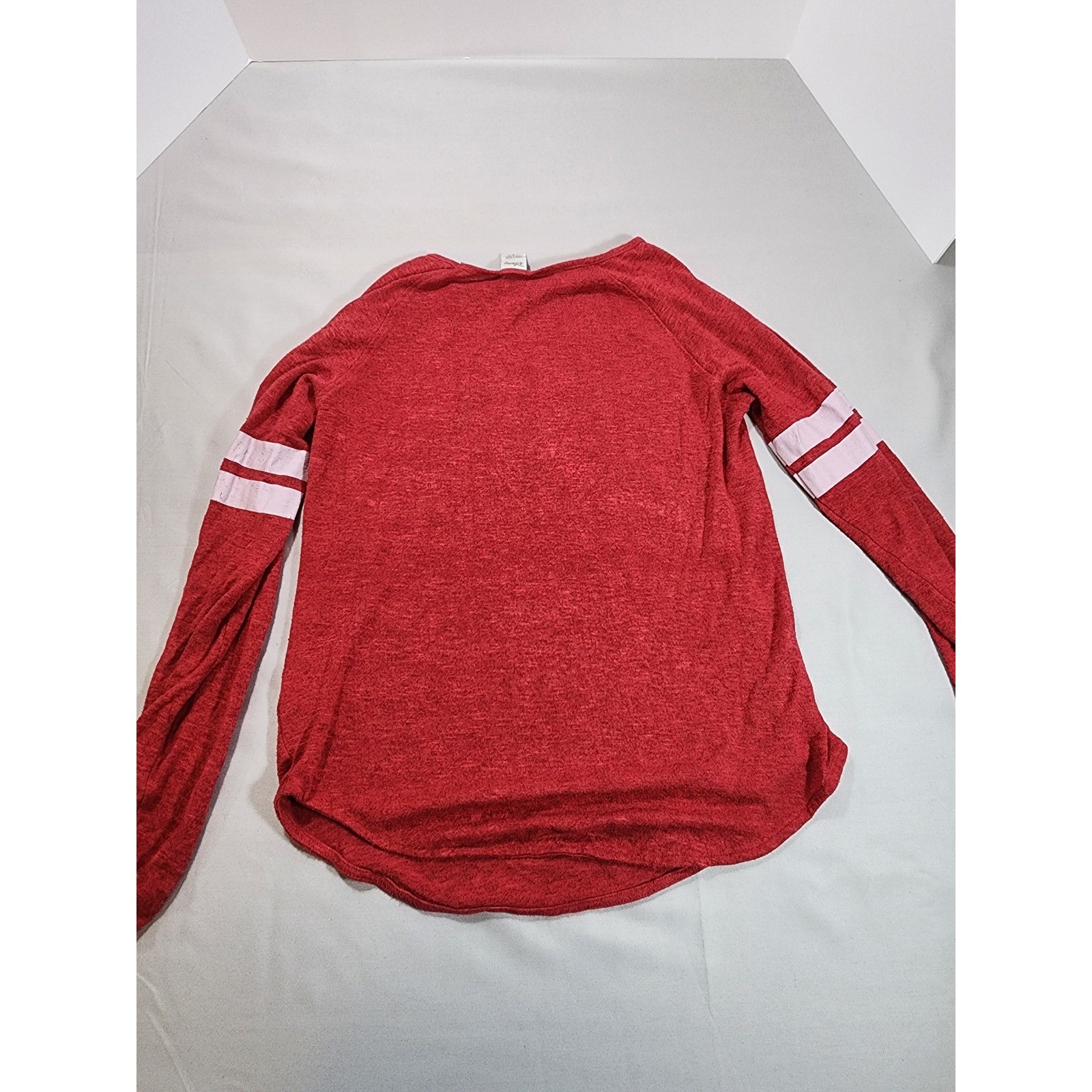 Vintage Disney Mickey Mouse Red Long Sleeve Varsity Graphic Tee Shirt Womens M