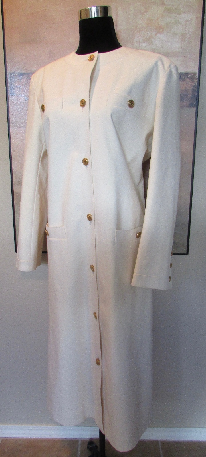 VTG Courreges Style Ivory Ultrasuede Coat by Samuel Robert NWT Sz 14