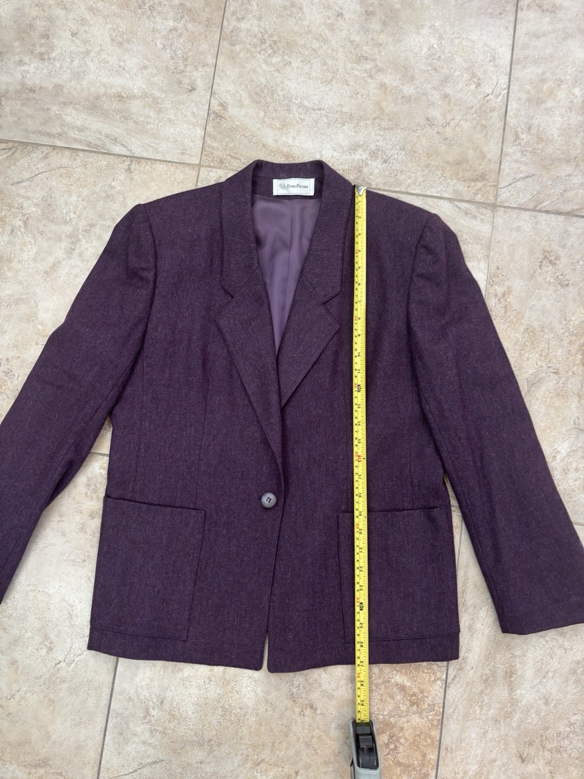 Vintage Evan Picone 3 Piece Suit Wool Mohair Purple Blazer Skirt Pants Size 16